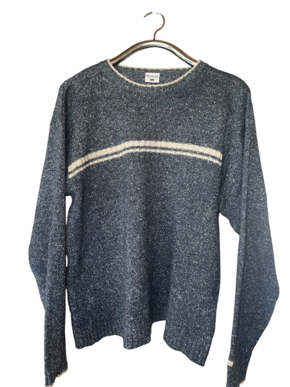 Columbia Men's Gray Crewneck Sweater with Contrast Stripe